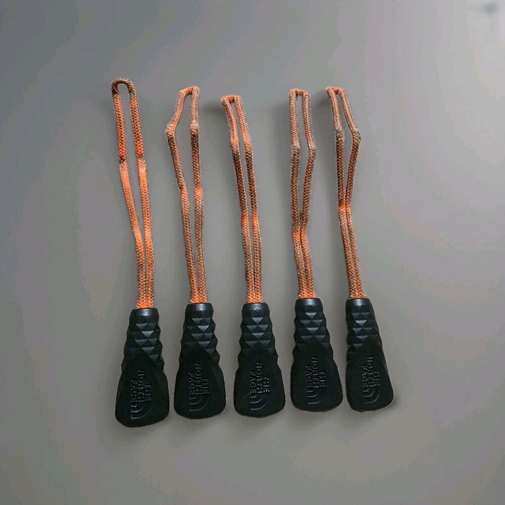 5x The North Face Zipper Pull Replacement Set Orange for Jacket Backpack Bag